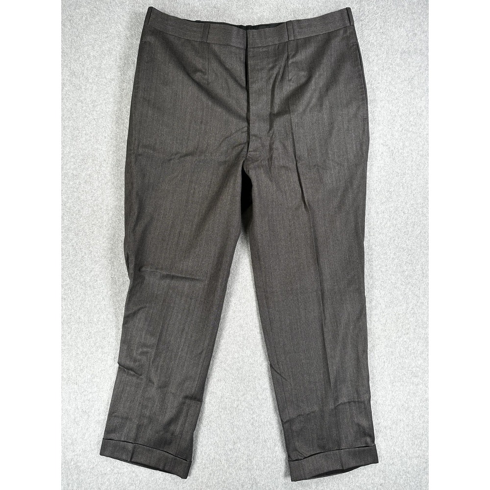 Norton & Sons Dress Pants Mens 38x29 Gray Herringbone Cuffed Savile Row